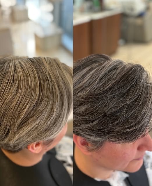 ✨ Canas sí, pero con un efecto mucho más natural. 🤍

Trabajamos con tinte para bajar el contraste d