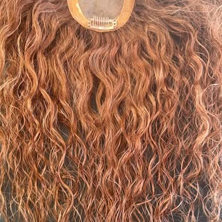 Custom human hair topper for this cowgirl copper beauty #arroyogrande #thinhair #alopecia #ffa #tric
