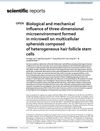 Biological and mechanical influence of three-dimensional microenvironment formed in microwell on multicellular spheroids composed of heterogeneous hair follicle stem cells