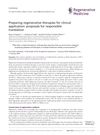 Preparing regenerative therapies for clinical application: proposals for responsible translation