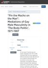 "Pin the Macho on the Man": Mediations of Gay Male Masculinity in 'The Body Politic', 1971-1987